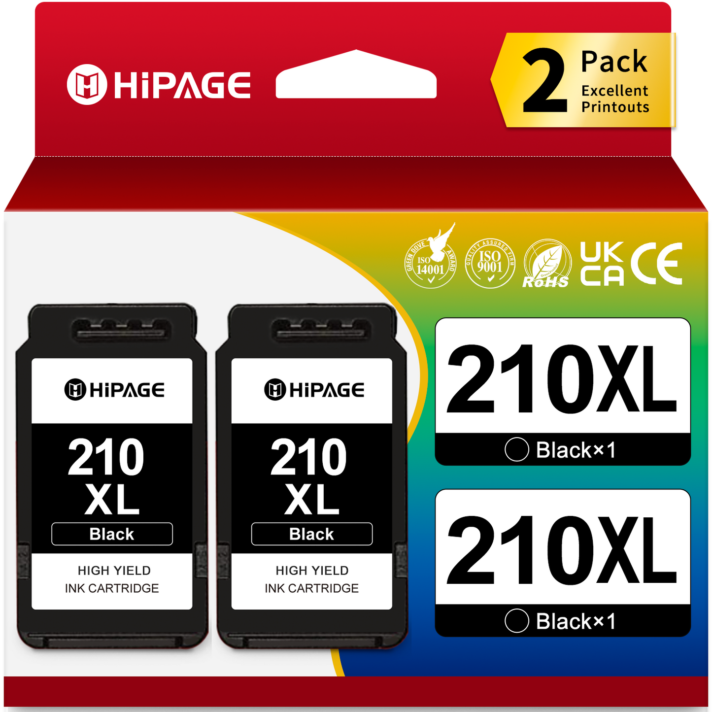 210XL Ink Cartridge for Canon 210XL Black Ink for Canon 210 Ink (Black, 2 Pack)
