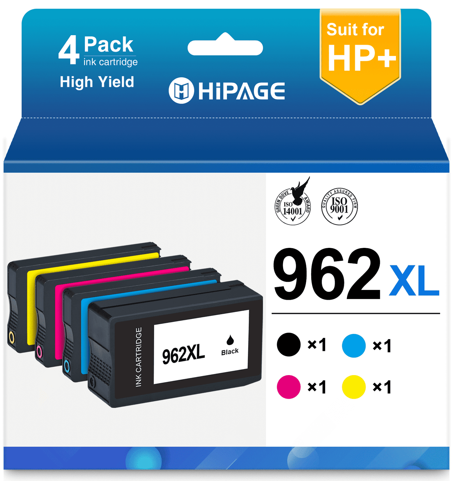 962 ink Compatible for HP 962 Ink Cartridges for 962XL HP Ink Cartridges (Black Cyan Magenta Yellow, 4 Pack£©