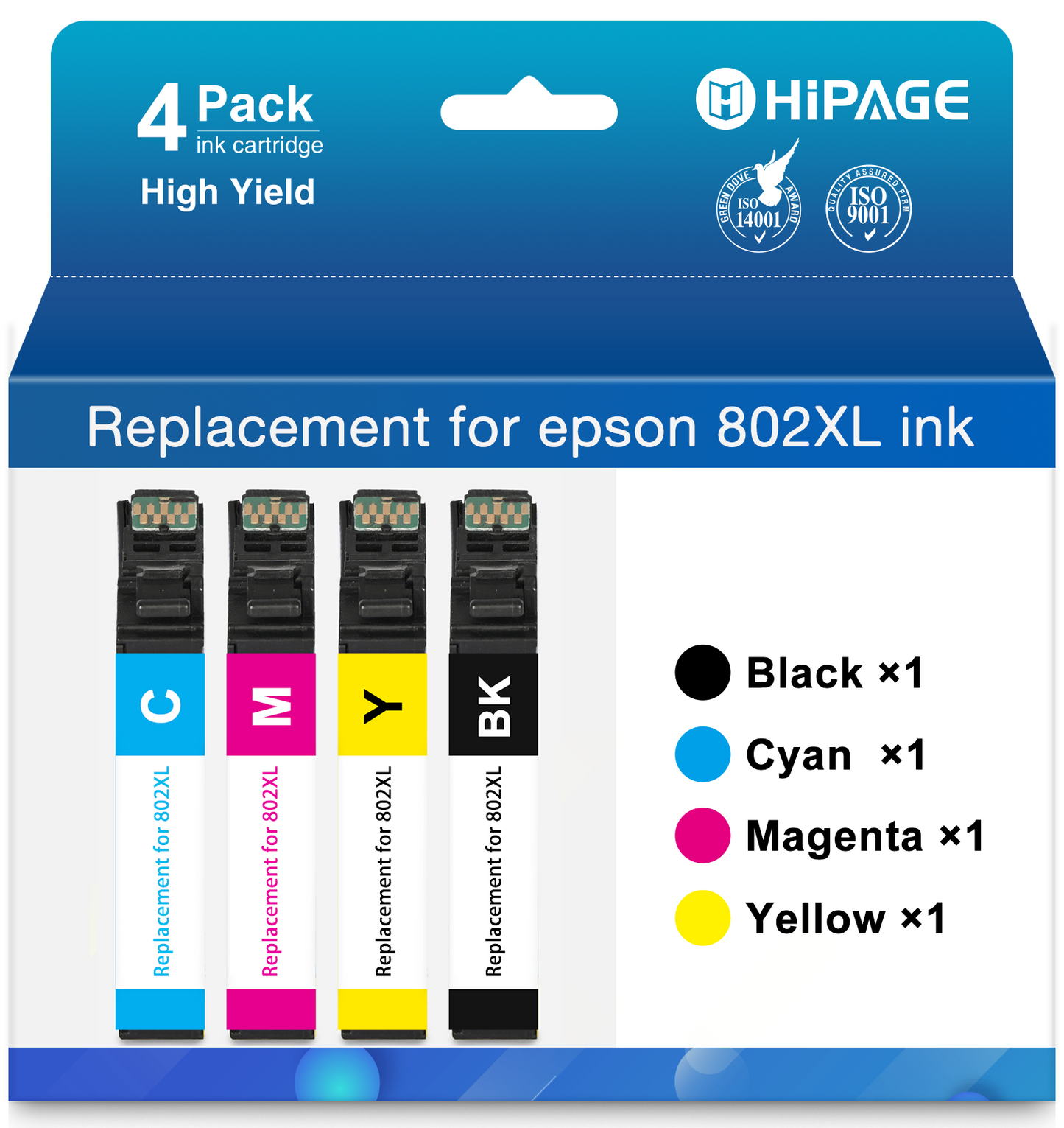 802XL Ink Cartridge for Epson 802 Ink Cartridge Combo Pack for Epson Ink 802 (4 Pack)