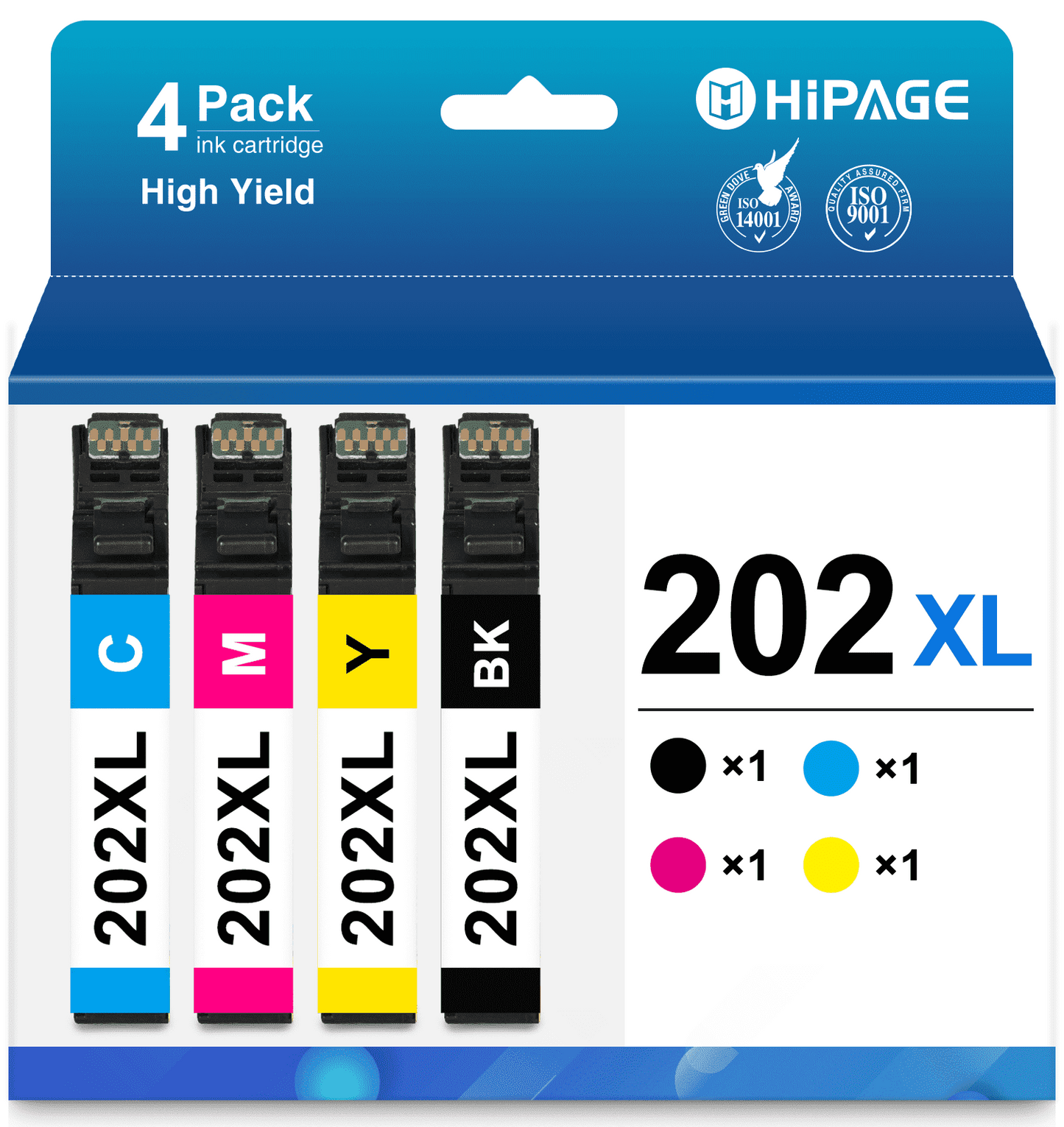 202 Ink for Printer Ink 202 for Epson 202 Ink Cartridges for Epson XP-5100 WF-2860 Printer (Black Yellow Magenta Cyan, 4 Pack)