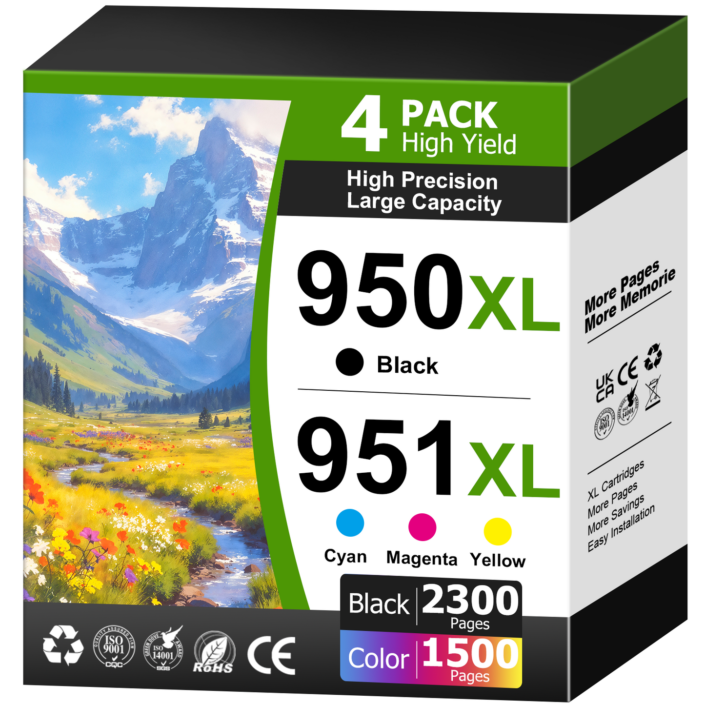 950XL Compatible for HP 950 and 951 Ink Cartridges for HP 950 Ink for Officejet Pro 8100 8600 8610 8620 8630 Printer (Black Yellow Magenta Cyan)