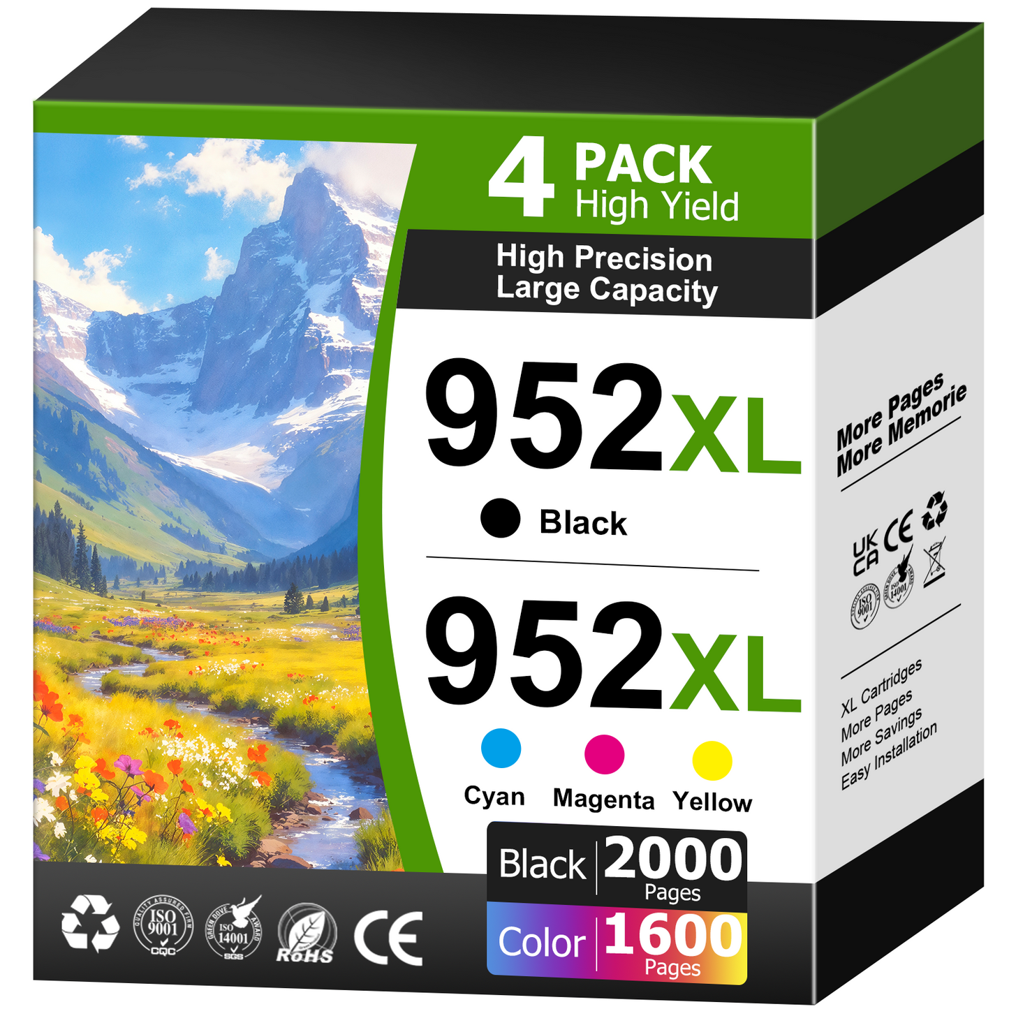 952 Ink Cartridges Compatible for HP 952XL Ink Cartridges for 952XL (Black Cyan Magenta Yellow, 4 Pack)