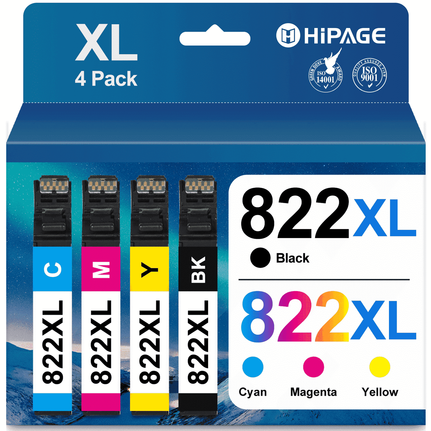 822XL Ink Cartridge for Epson 822 Ink 822 for Workforce Pro WF-3820 WF-4830 WF-4833 Printer Ink Combo Pack