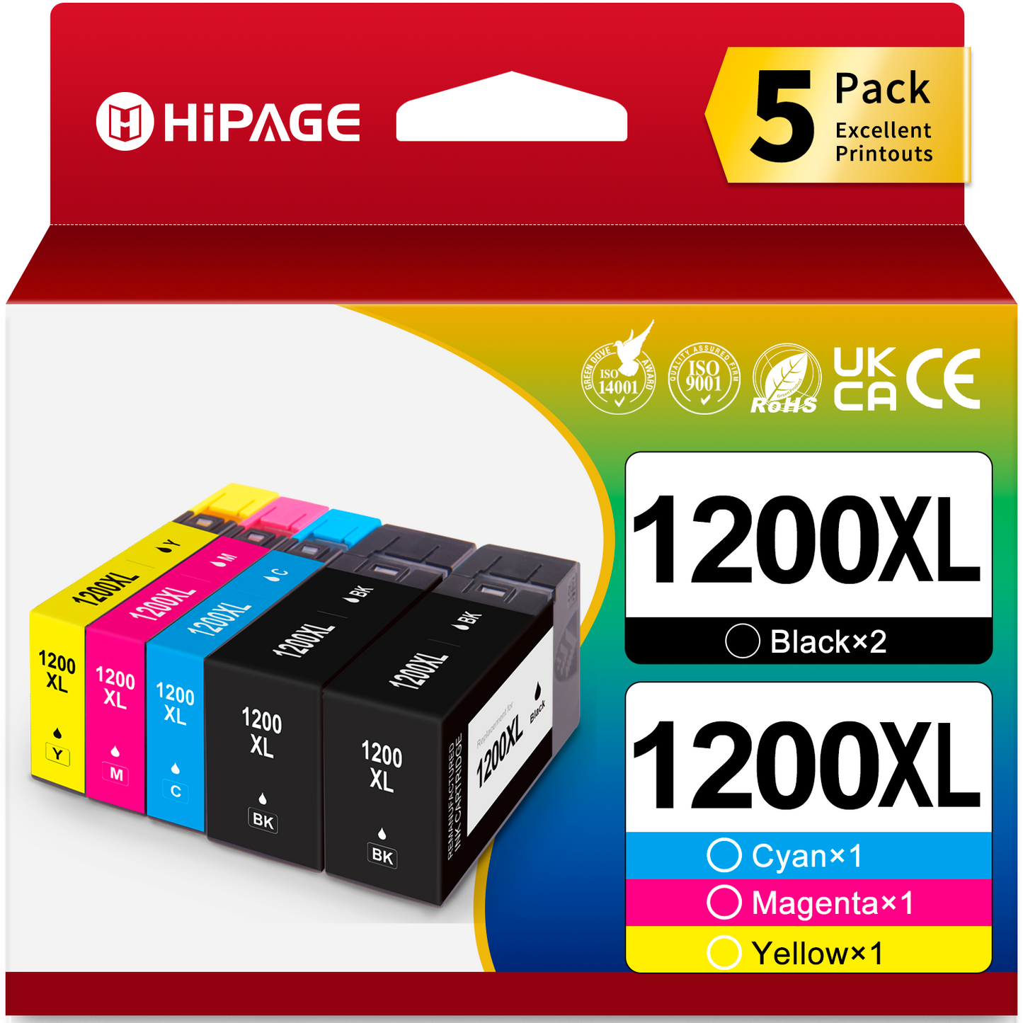 1200XL 1200 Ink Cartridges for Canon 1200 Ink for Canon MAXIFY MB2720 Printers (Black Cyan Magenta Yellow, 4 Pack )