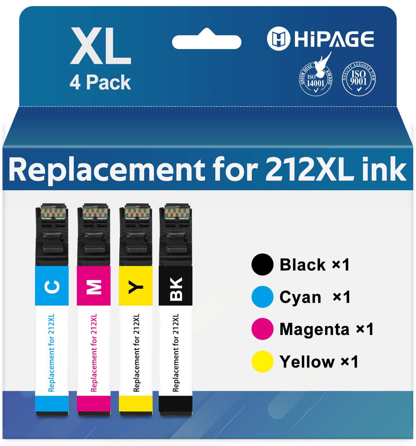 212 Ink for Epson 212 Ink for 212XL Ink Cartridge for Epson XP-4100 XP-4105 WF-2830 WF-2850 (Black Cyan Magenta Yellow, 4 Pack)