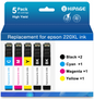 220XL Ink Cartridge for Epson 220 Ink for Epson Ink 220 for WF-2750 WF-2650 Printer (Black Cyan Magenta Yellow, 5-Pack)