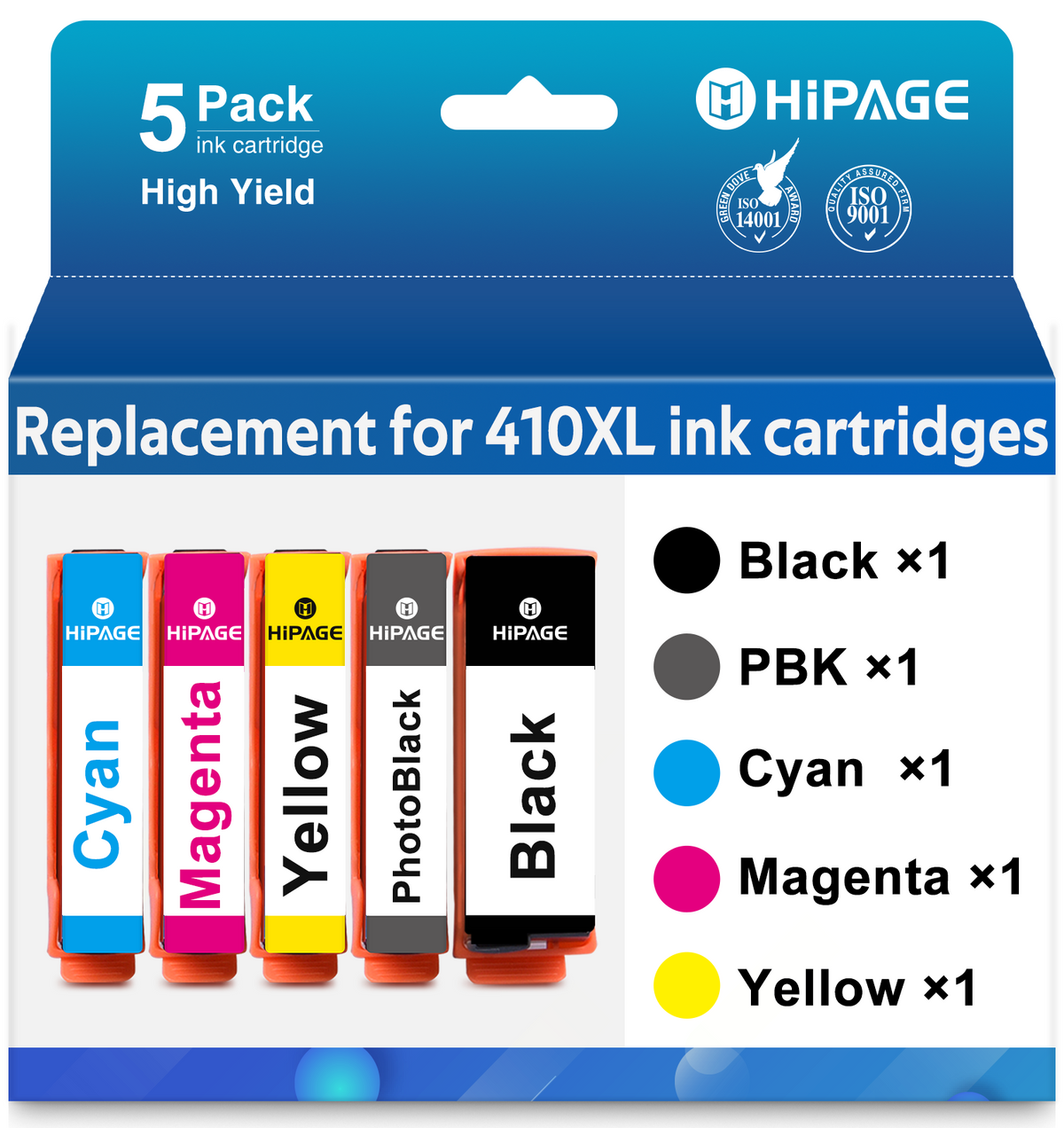 410XL Ink Cartridges for Epson 410 Ink Cartridges for 410 ink (Black Photo-Black Cyan Magenta Yellow)