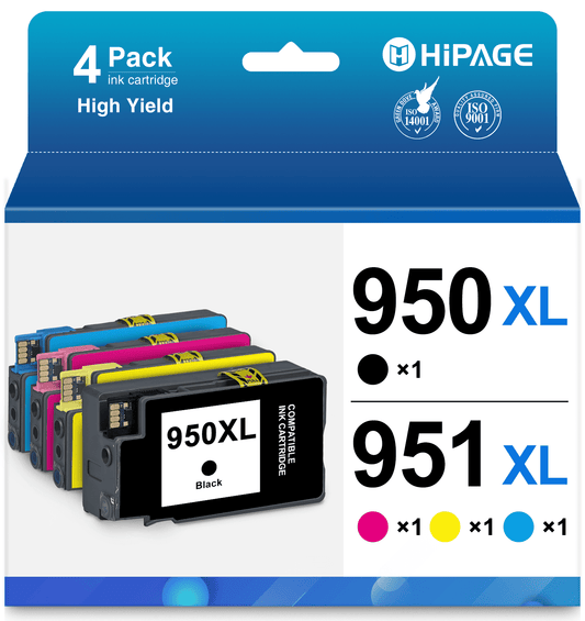 950XL Compatible for HP 950 and 951 Ink Cartridges for HP 950 Ink for  Officejet Pro 8100 8600 8610 8620 8630 Printer (Black Yellow Magenta Cyan)