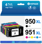 950XL Compatible for HP 950 and 951 Ink Cartridges for HP 950 Ink for  Officejet Pro 8100 8600 8610 8620 8630 Printer (Black Yellow Magenta Cyan)
