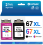 67XL Ink Cartridge Compatible for HP 67XL for 67XL Ink for HP Deskjet 2700 2755 2752 4155 4152 2722 Envy 6055 6000 6400 6052 6455 Printer (1 Black, 1 Tri-color)