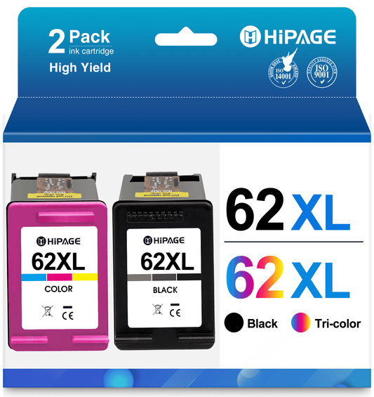62XL Ink Cartridges Compatible for HP 62 Ink Cartridges for HP ENVY 5660 7640 Printer (Black Tri-Color)