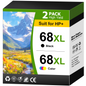 68 Ink Cartridges Compatible with HP 68 Ink Cartridge for HP Ink 68 for Envy 6152e 6155e 6552e 6555e 6558e Printers (2 Pack）