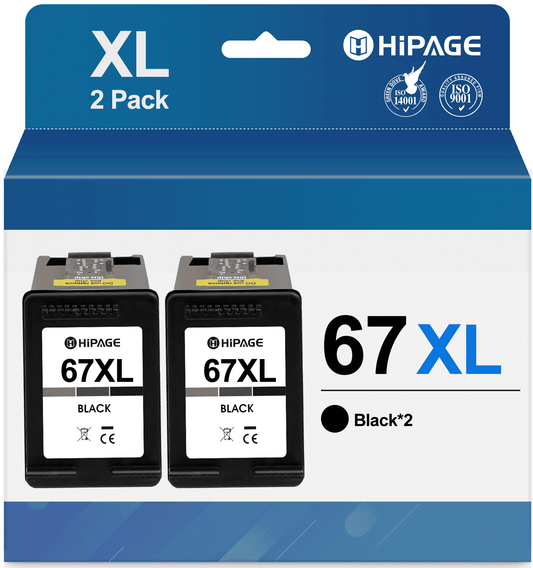 67XL Black Ink Compatible for HP 67 Black Ink Cartridge for HP Deskjet 2700 2752e Envy 6000 6055e (2 Pack)