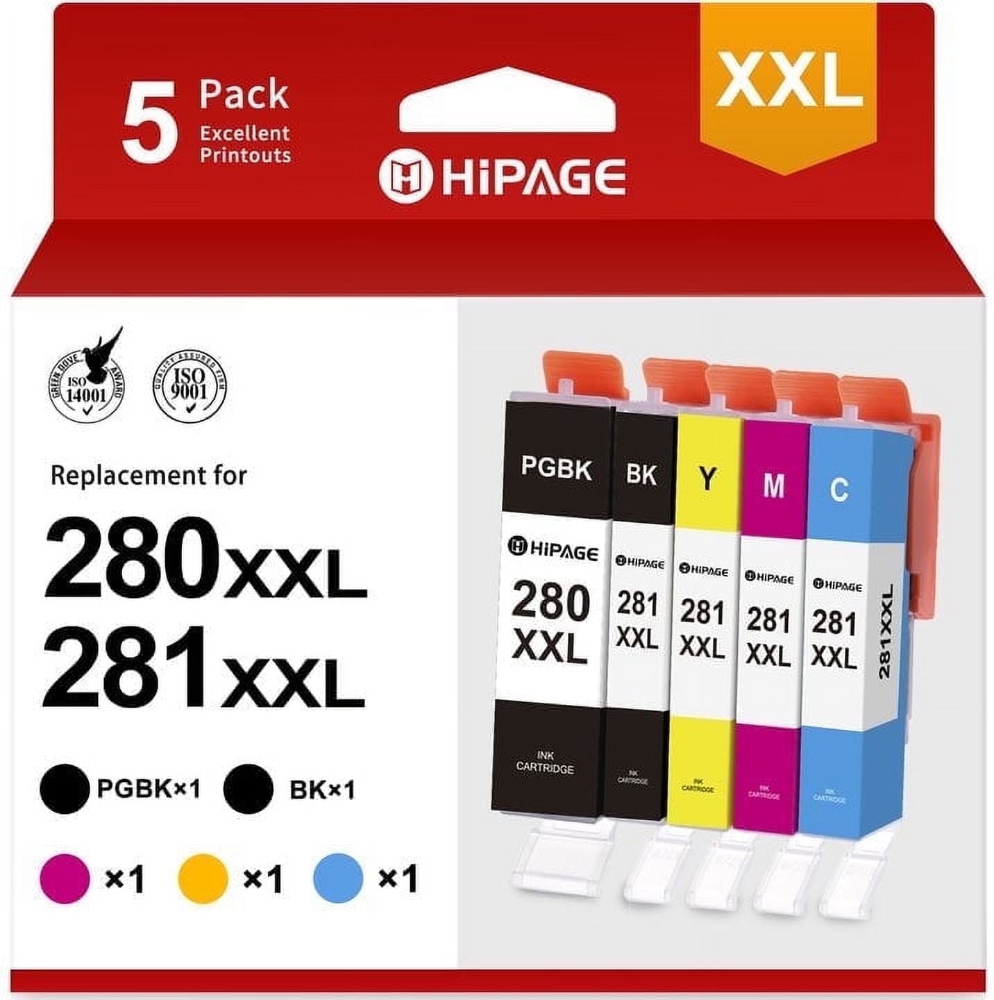 280XXL for Canon 280 and 281 Ink for Canon Ink 280 and 281 for Canon PIXMA TR8600 TR8500 TR7500 TS8200 Printer (Black Cyan Magenta Yellow)