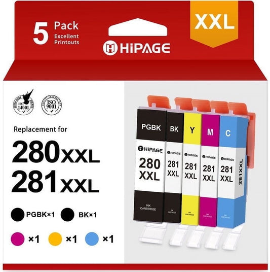 280XXL for Canon 280 and 281 Ink for Canon Ink 280 and 281 for Canon PIXMA TR8600 TR8500 TR7500 TS8200 Printer (Black Cyan Magenta Yellow)