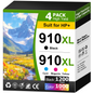 Printer Ink 910 Compatible for HP 910 Ink Cartridge for HP 910 (Black Cyan Magenta Yellow, 4 Pack)
