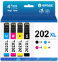 202 Ink for Printer Ink 202 for Epson 202 Ink Cartridges for Epson XP-5100 WF-2860 Printer (Black Yellow Magenta Cyan, 4 Pack)