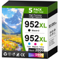 952 XL Ink Cartridges Compatible for HP 952XL Ink Cartridges for HP 952 Ink Cartridges for Officejet Pro 8710 8745 Printer (2Black Cyan Magenta Yellow, 5 Pack)