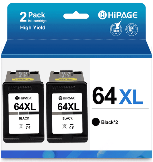 64XL 64 Ink Cartridges Compatible for HP 64 Black Ink Cartridge for HP ENVY Photo 7855 7155 Printer (2 Pack)