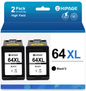 64XL 64 Ink Cartridges Compatible for HP 64 Black Ink Cartridge for HP ENVY Photo 7855 7155 Printer (2 Pack)
