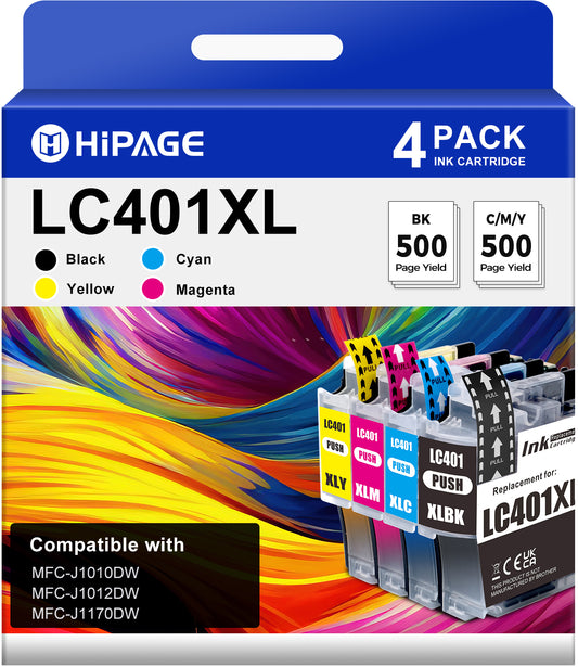 LC401 LC401XL Ink for LC401 Brother Ink for Brother LC401 Ink Cartridge for MFC-J1010DW (Black Cyan Magenta Yellow)
