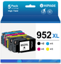 952 XL Ink Cartridges Compatible for HP 952XL Ink Cartridges for HP 952 Ink Cartridges for Officejet Pro 8710 8745 Printer (2Black Cyan Magenta Yellow, 5 Pack)