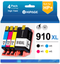 910 Ink Compatible for HP 910 Ink Cartridge for 910 HP Ink for OfficeJet Pro 8015e 8025e 8028e 8034e 8035e 8022 8025 8028 8035 Printers (Black Cyan Magenta Yellow, 4 Pack)