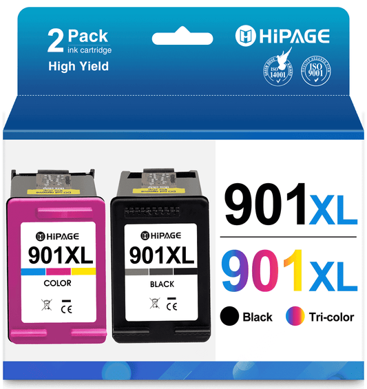 901 Ink Compatible for HP 901 Ink Cartridges for HP 901 Ink Cartridges for OfficeJet J4680 J4580 4500 J4500 J4680c J4624 J4640 J4524 Printers (1 Black, 1 Tri-color)