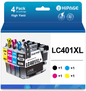 LC401XL Ink Cartridge for Brother LC401XL Black Ink for Brother LC401 (Black Cyan Magenta Yellow)