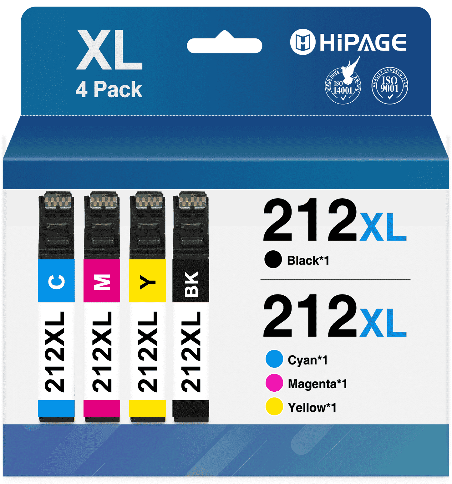 212 Ink for Epson 212 Ink for 212XL Ink Cartridge for Epson XP-4100 XP-4105 WF-2830 WF-2850 (Black Cyan Magenta Yellow, 4 Pack)